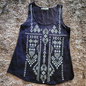Women's Juniors Maurices Tank Top Navy Blue Mint Aztec Light Weight Size Medium